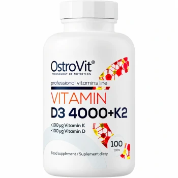 OstroVit Vitamin D3 4000 IU + K2 | D3 Un K2 Vitamīns 100 Tabletes