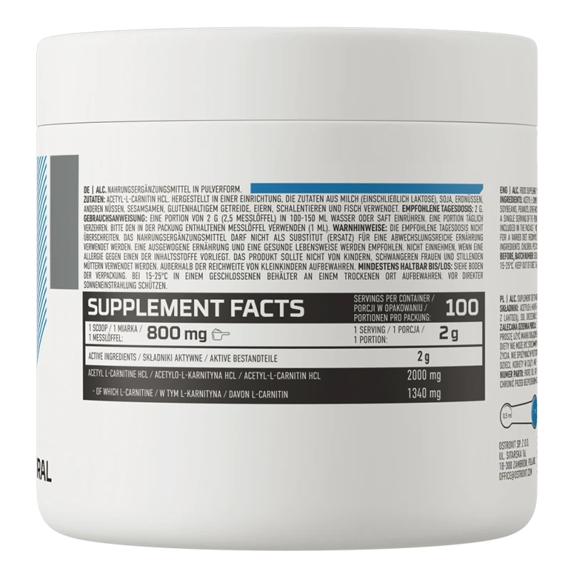 OstroVit Acetyl L-Carnitine | Acetil-L-Karnitīns Pulverī 200 g