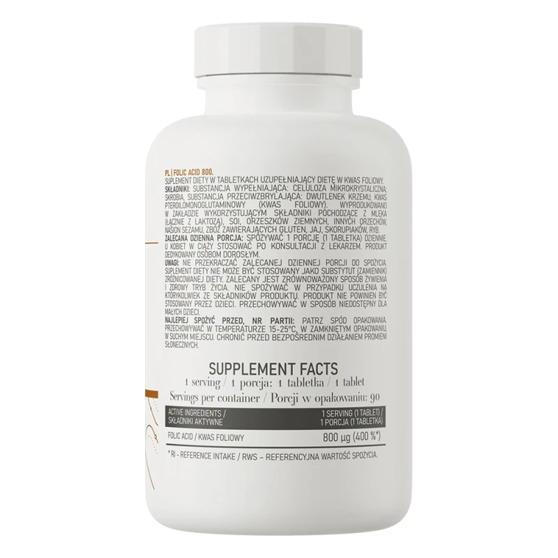 OstroVit Folic Acid | Folskābe B9 Vitamīns 90 Tabletes