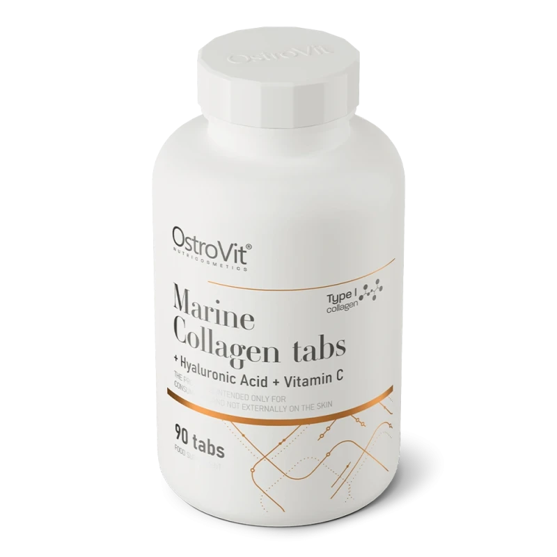 OstroVit Marine Collagen + Hyaluronic Acid + Vitamin C | Jūras Kolagēns + Hialuronskābe 90 Tabletes