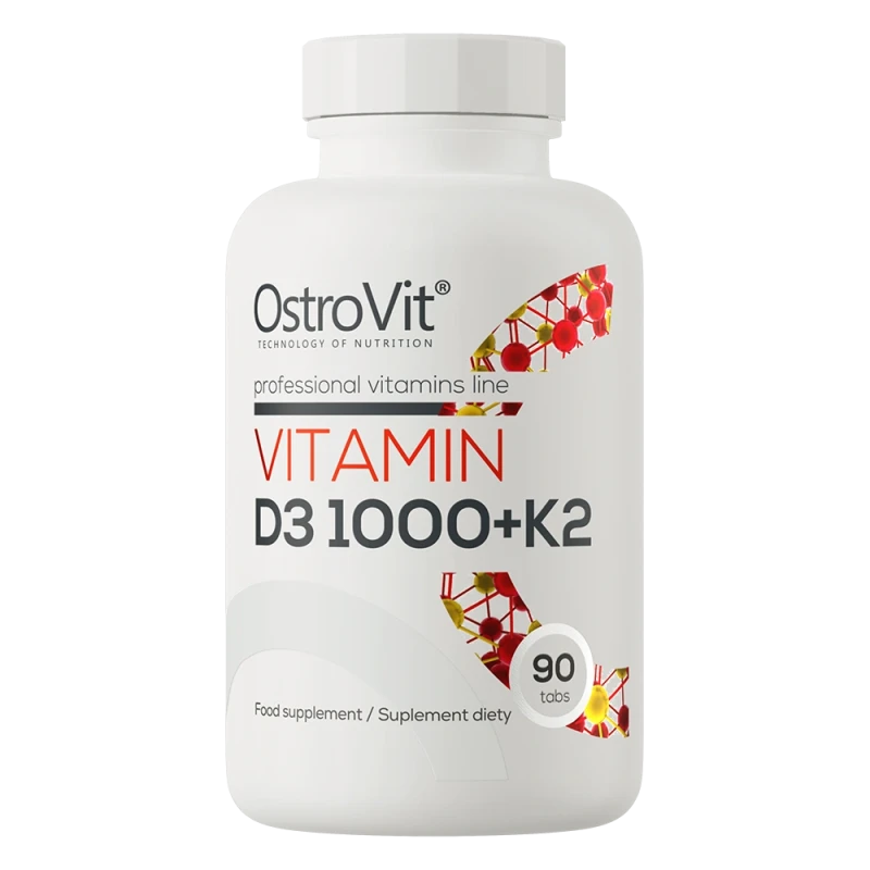 OstroVit Vitamin D3 1000 IU + K2 | D3 Un K2 Vitamīns 90 Tabletes