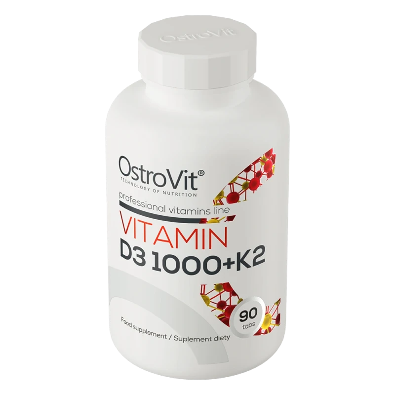 OstroVit Vitamin D3 1000 IU + K2 | D3 Un K2 Vitamīns 90 Tabletes