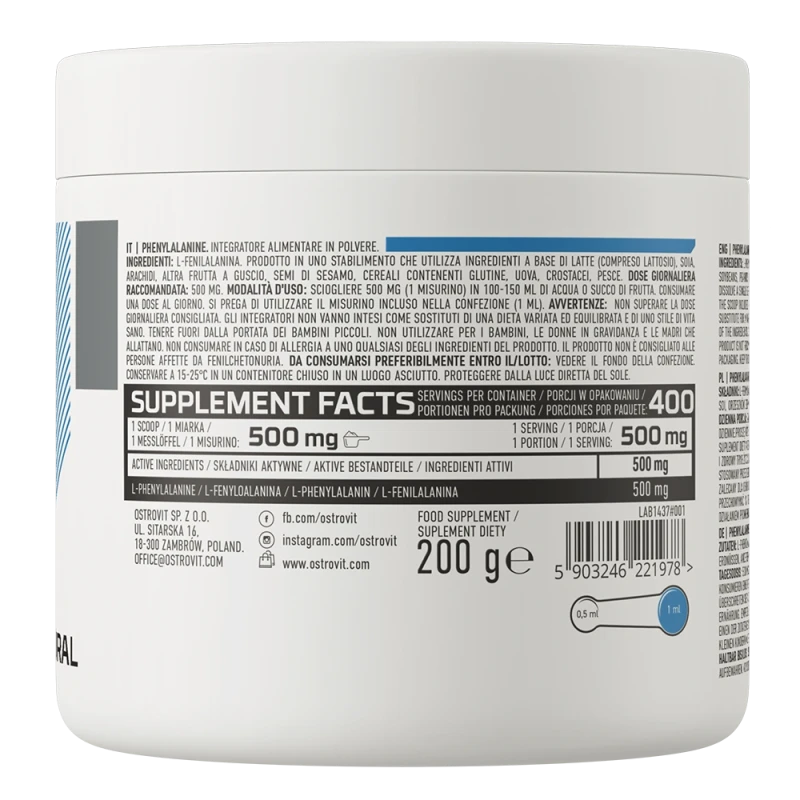 OstroVit Phenylalanine | L-Fenilalanīns Pulverī 200 g