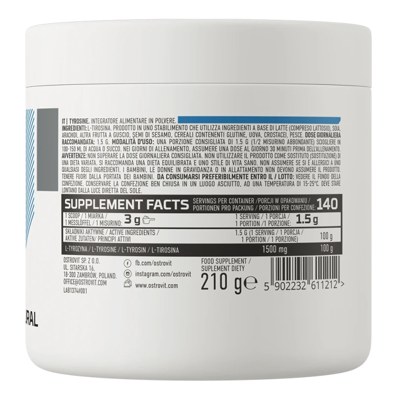 OstroVit Tyrosine | L-Tirozīns pulverī 210 g