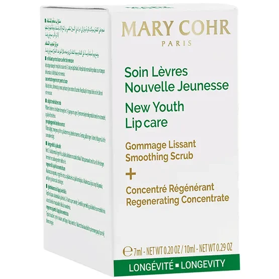 Mary Cohr New Youth Lip Care | Pilnvērtīgs pretnovecošanās lūpu kopšanas komplekts ar pīlingu un atjaunojošu koncentrātu 17 ml