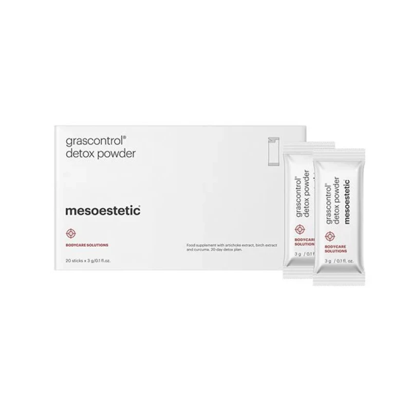 Mesoestetic grascontrol® detox powder | Uztura bagātinātājs ar artišoka, bērza un kurkumas ekstraktiem 20 × 3 g
