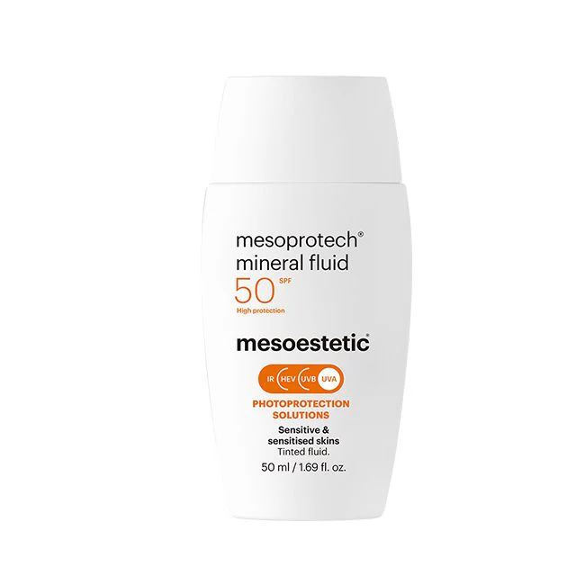Mesoestetic mesoprotech® mineral fluid | Tonēts minerālu saules aizsargfluīds jutīgai ādai SPF50+ 50 ml