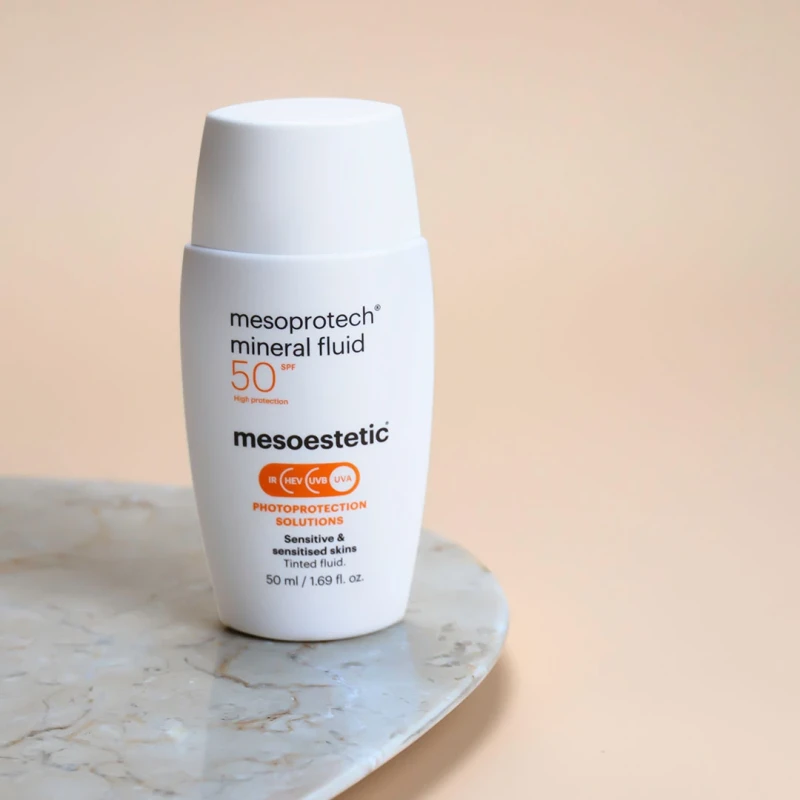 Mesoestetic mesoprotech® mineral fluid | Tonēts minerālu saules aizsargfluīds jutīgai ādai SPF50+ 50 ml