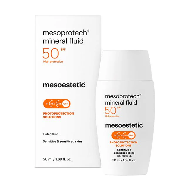 Mesoestetic mesoprotech® mineral fluid | Tonēts minerālu saules aizsargfluīds jutīgai ādai SPF50+ 50 ml