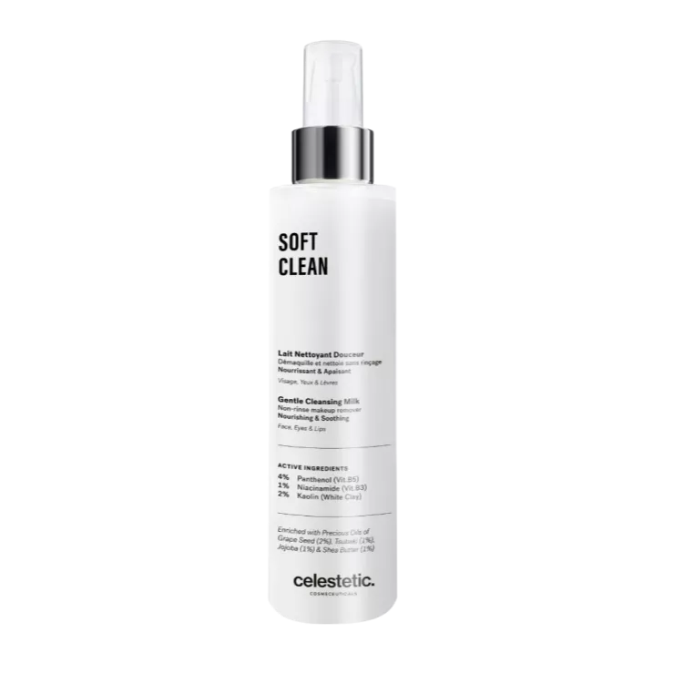 Celestetic Soft Clean | Maigs attīrošs pieniņš sausai un jutīgai ādai 200 ml