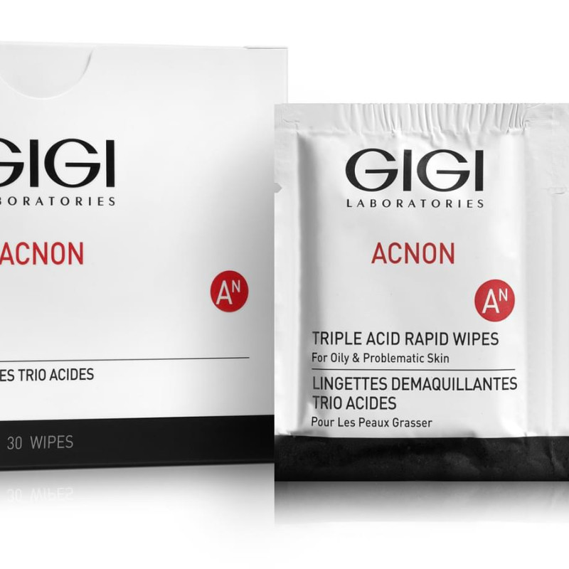 GIGI Acnon Triple Acid Rapid Wipes | Attīrošas Pīlinga Salvetes ar Skābēm 30 gab.