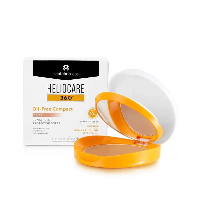 HELIOCARE 360° Oil-Free Compact SPF50 (Beige) 10 g | Kompaktais saules aizsargpūderis taukainai ādai (Bēšs)