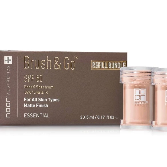 NOON Brush & Go Refill Pack SPF50 | Минеральная SPF-пудра-рефилл для жирной и проблемной кожи, светлый тон 01, 3 × 5 мл