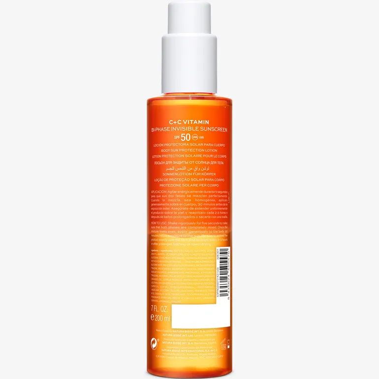 Natura Bissé C+C Vitamin SPF 50 Bi-Phase Invisible Sunscreen | Divfāžu saules aizsarglīdzeklis ķermenim SPF 50 ar C vitamīnu 200 ml