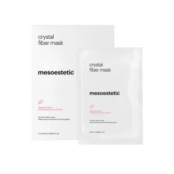 Mesoestetic Crystal Fiber Mask | Nomierinoša un reģenerējoša 3D nanšķiedru sejas maska 5 × 25 ml