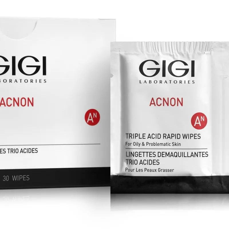 GIGI Acnon Triple Acid Rapid Wipes | Attīrošas Pīlinga Salvetes ar Skābēm 30 gab.