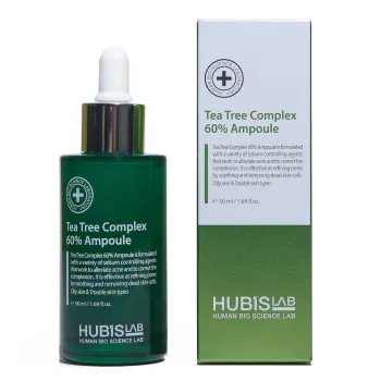 HUBISLAB Tea Tree Complex 60% Ampoule | Sebuma līdzsvarojoša un nomierinoša ampula ar tējas koka eļļu 50 ml